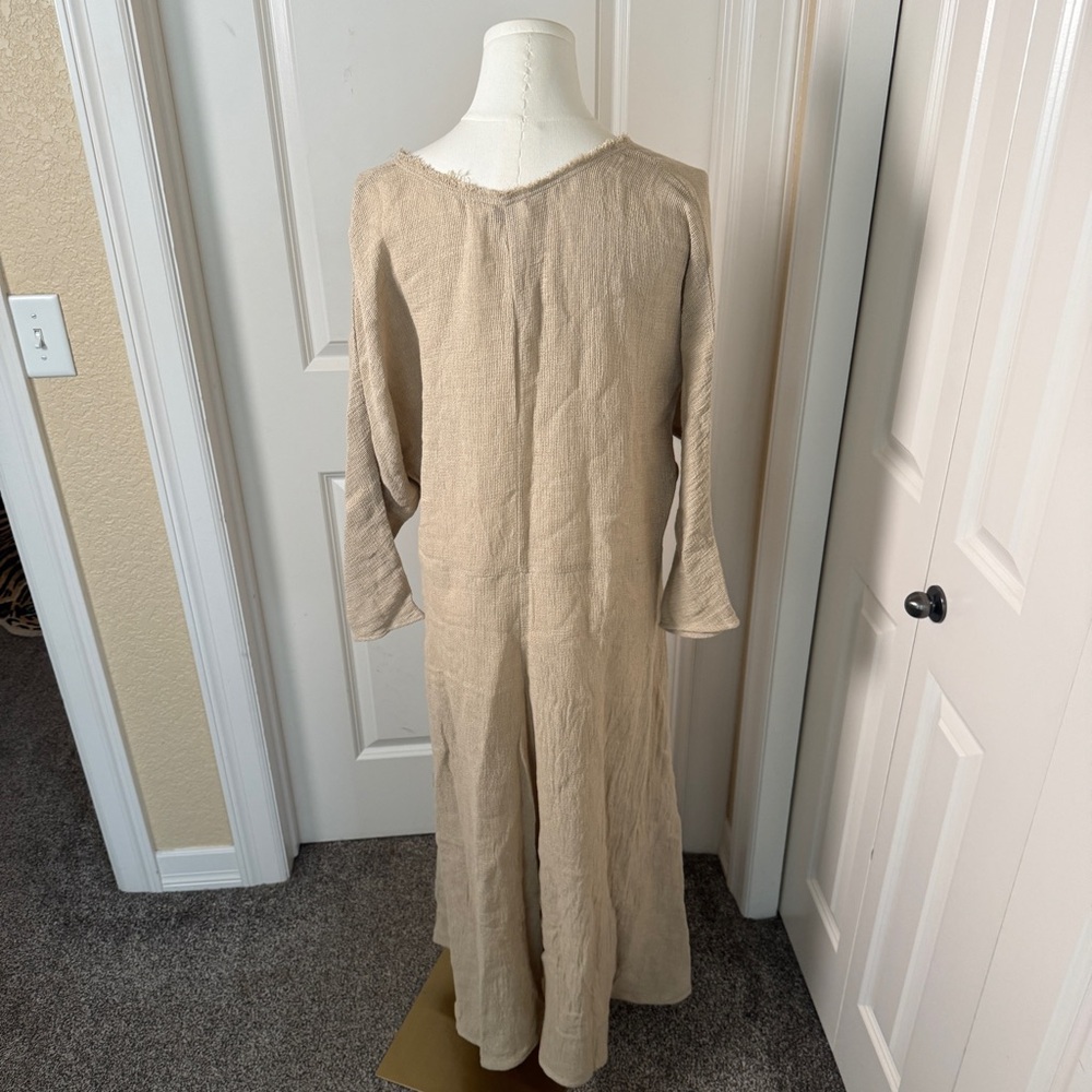 Masscob Linen Blend Maxi Dress Women’s XS Neutral Minimalist Made Spain - Picture 4 of 6